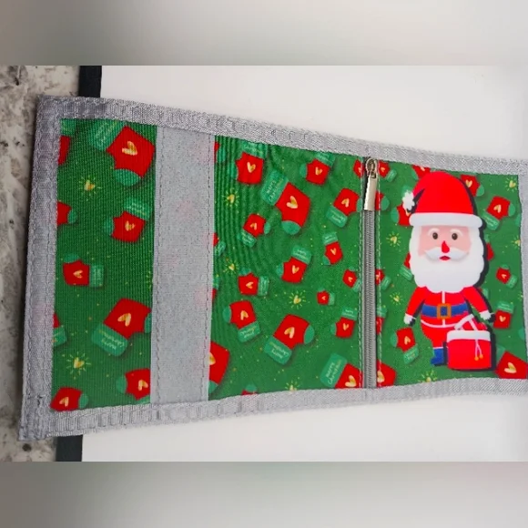 Santa Christmas Nylon  Bi Fold Wallet with Belt Clip + Laynard 3"×5" New - Picture 9 of 10